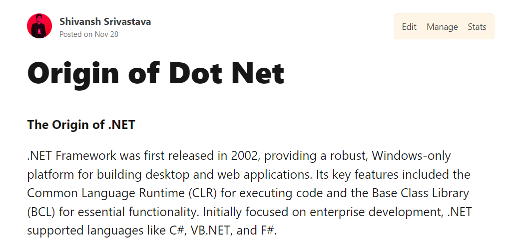Origin of Dot Net